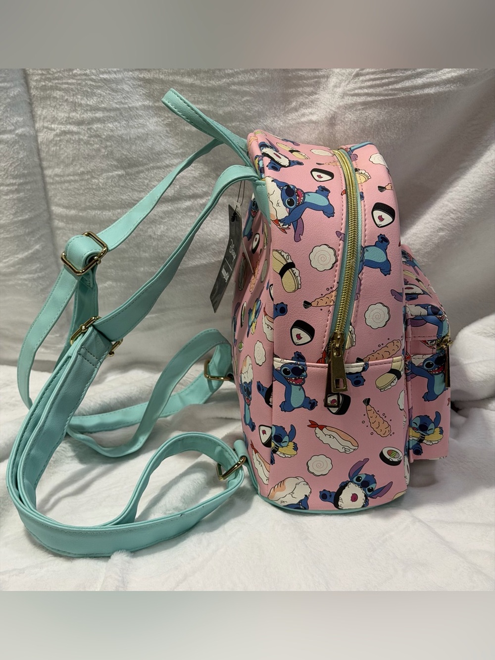 Loungefly Pink & Mint Stitch Sushi Mini Backpack - Picture 5 of 9